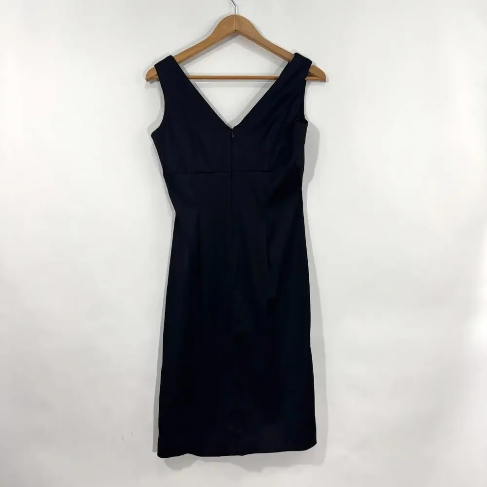 Donna Ricco New York Women’s Size 8 Black Satin V Neck Ruched Front Sheath Dress - Picture 7 of 10